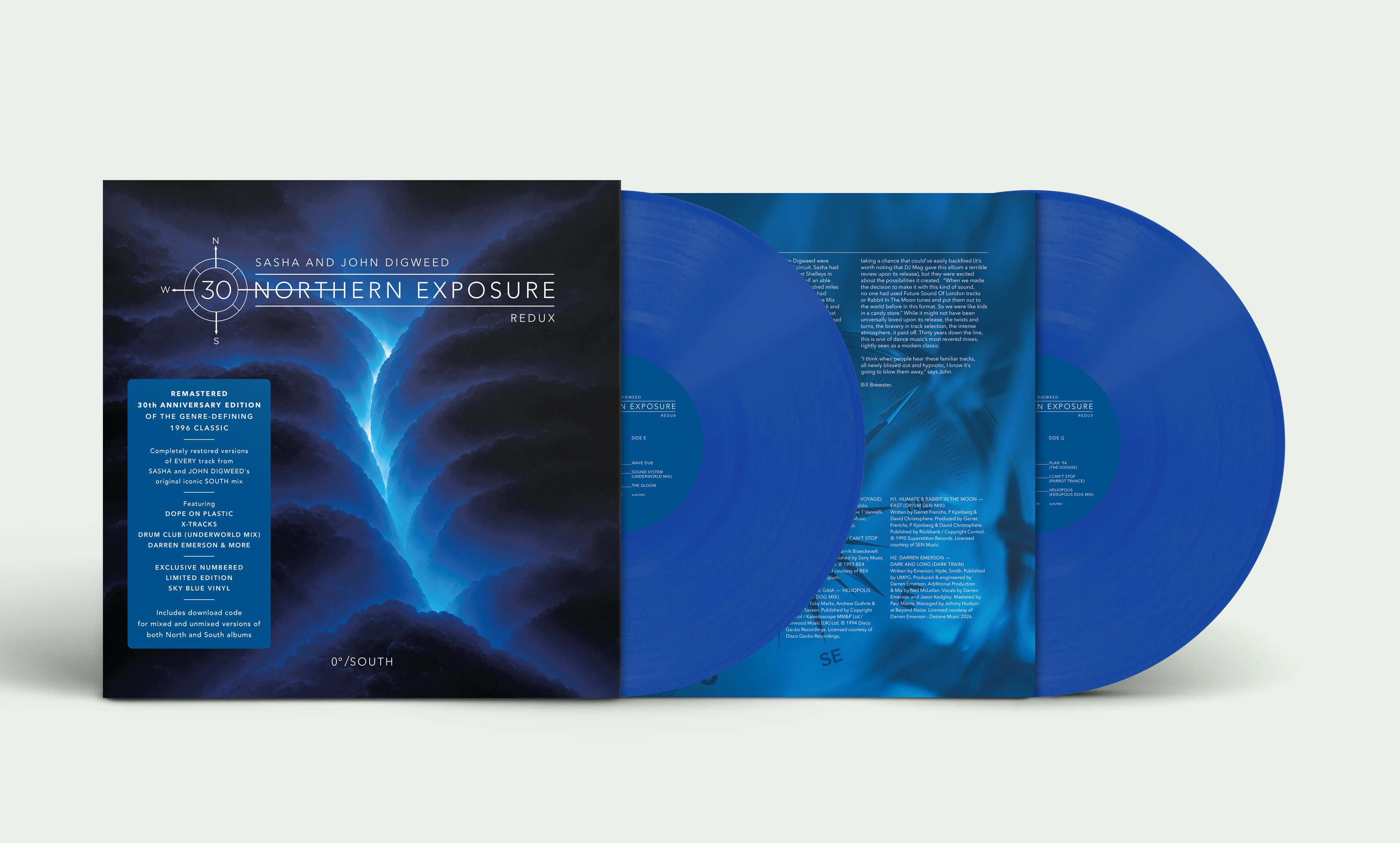 SASHA & JOHN DIGWEED - NORTHERN EXPOSURE REDUX - SOUTH EDITION 2LP SKY BLUE VINYL - NUMBERED LIMITED TO 5000 COPIES WORLDWIDE!