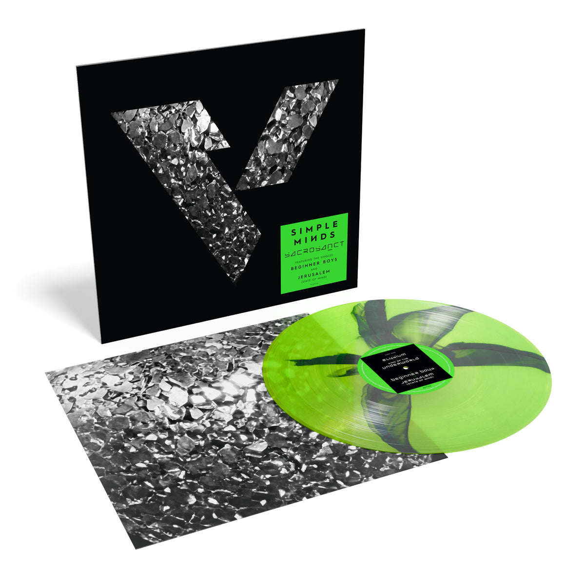 SIMPLE MINDS - SACROSANCT - LIMITED EDITION SELECT RETAILERS EXCLUSIVE GREEN & BLACK INKPLOSION VINYL LP
