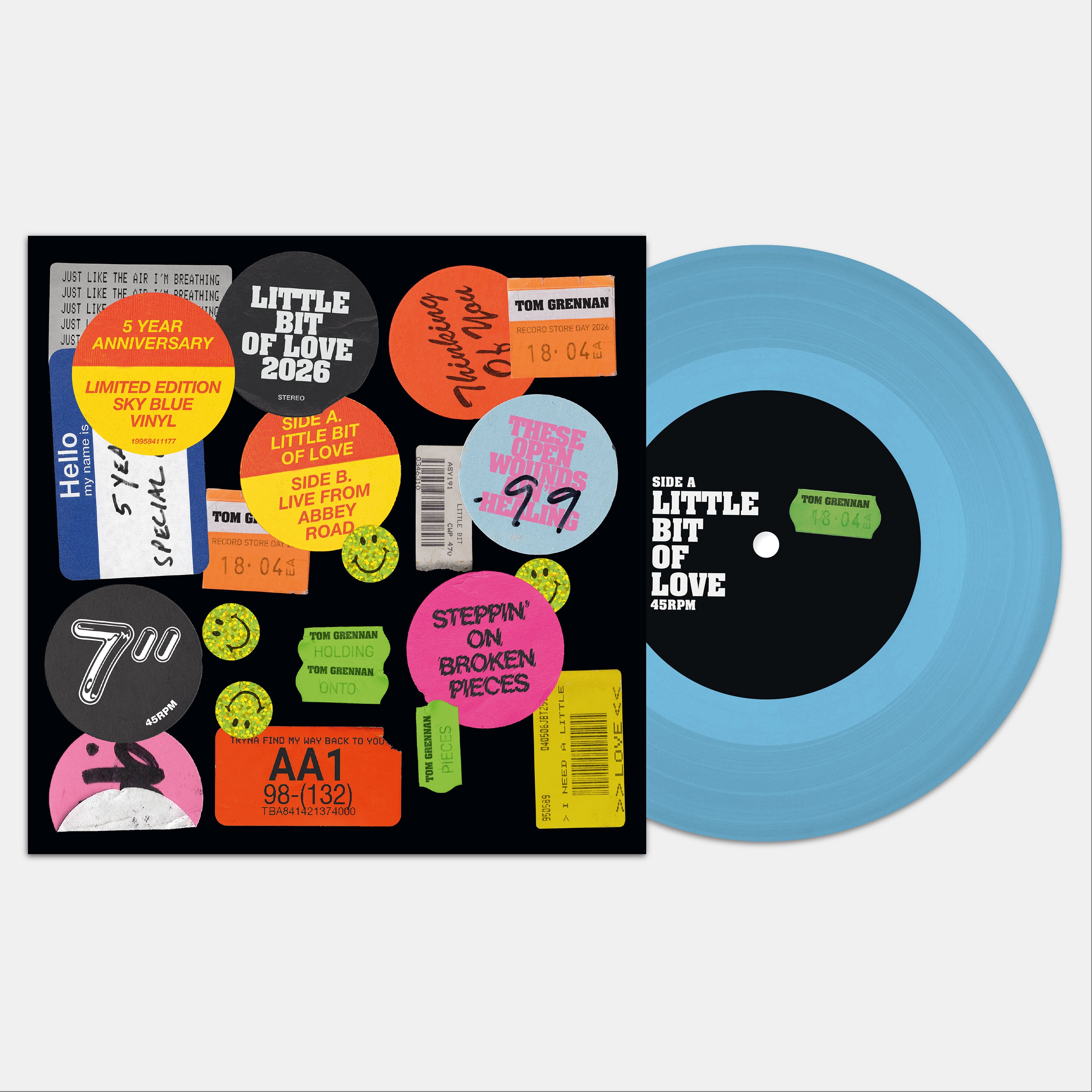 TOM GRENNAN - LITTLE BIT OF LOVE 2026 - LIMITED EDITION SKY BLUE 7" VINYL RSD2026